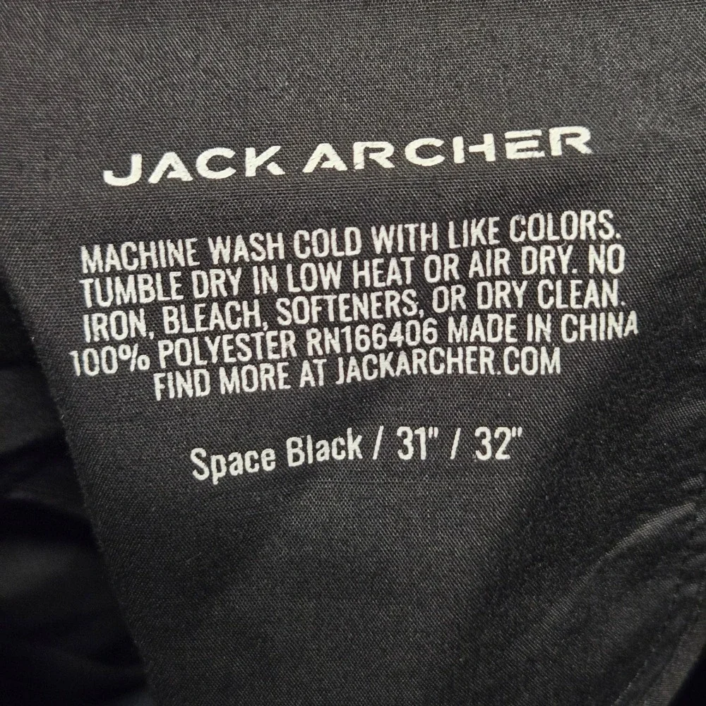 Jack Archer Space Black Jetsetter Technical Pants Mens 31x32 Polyester Chino